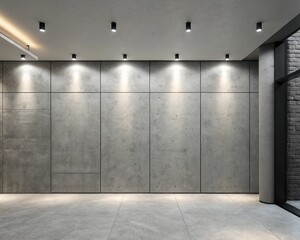 Blank Frames display hall Minimalist Grey Concrete  With Top-Down Spotlights