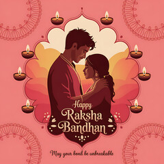 Happy Raksha Bandhan: Brother and Sister in Artistic Frame Design | Raksha Bandhan Poster