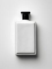 Minimalist White Square Bottle on Clean Background in Brutalist Style