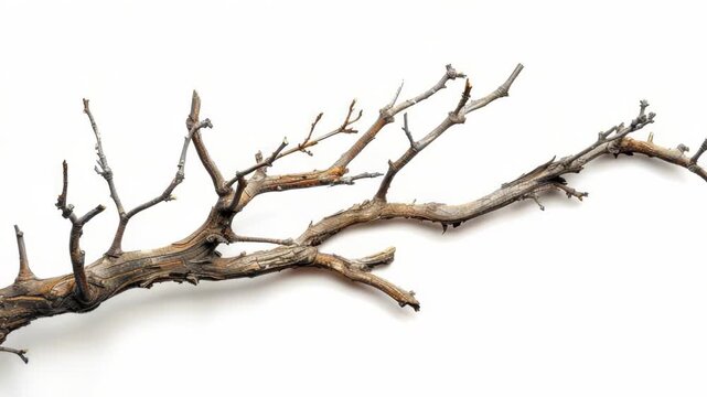 A close-up shot of a tree branch with no leaves, possibly in winter or after a storm
