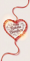 Happy Raksha Bandhan: Heart Rakhi with Floral Border Design