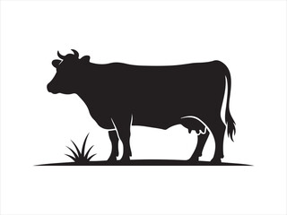 Obraz premium Cow vector, Holstein Friesian Cow Silhouette vector illustration 