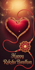 Happy Raksha Bandhan: Heart Rakhi with Floral Border Design