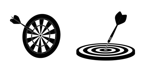 dart hitting dartboard vector, Target symbol, Target Acquisition Solid Icon, Blue and white dartboard with a blue dart hitting the bullseye center, Dart in bull's-eye
