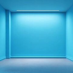 Fototapeta premium Minimalist Blue Room 3D Render, Empty Space, Interior Design, Blue Wall, Modern Architecture Keywords 3D rendering, interior design