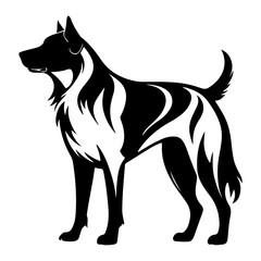 Stylized Dog with Tribal Flame Pattern Vector Illustration