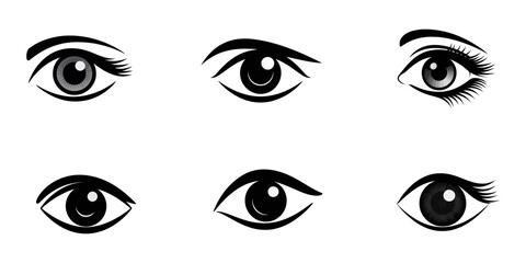 Eye icon set. See and unsee symbol. Show password, Eyesight symbol. Simple eyes collection. Eye silhouette  vector illustration, simple black eye symbol, eye icon set. eyesight symbol , eye, view