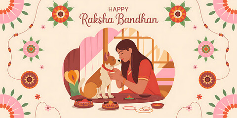 Happy Raksha Bandhan: Brother and Sister with Traditional Rakhi Design | Raksha Bandhan Banner