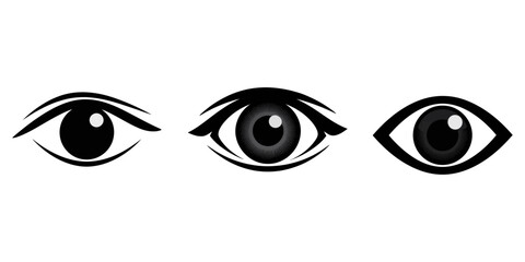 Eye icon set. See and unsee symbol. Show password, Eyesight symbol. Simple eyes collection. Eye silhouette  vector illustration, simple black eye symbol, eye icon set. eyesight symbol , eye, view