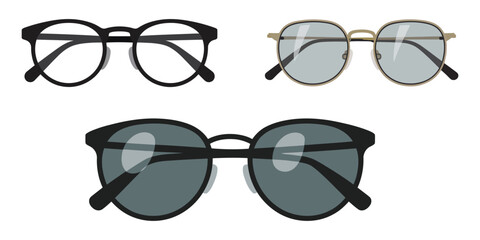 eyeglasses silhouette vector, Glasses icon. Set of glasses icons. Black glasses silhouette isolated on white, Glasses icon, Glasses Silhouette, Stylish Sunglasses outline  vector art illustration, Set