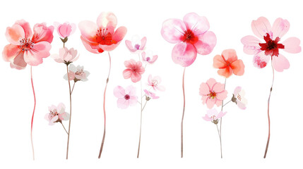 Vibrant pink floral arrangement showcasing various blossoms and delicate details on white background