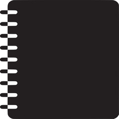 Black spiral notebook icon for notes, sketch, journal, diary, and school supplies graphic design