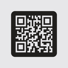 Minimalist Black and White QR Code Vector – Simple Geometric Scan Code Illustration for Modern Technology Concepts

