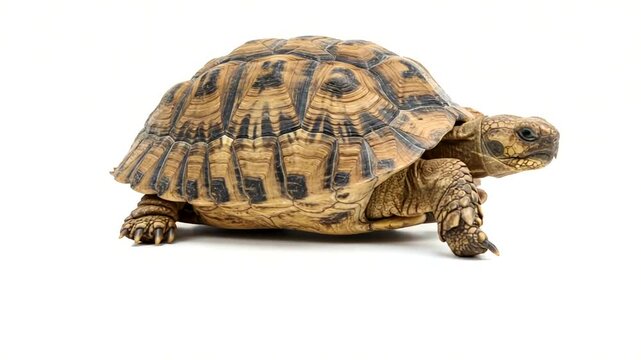 Tortoise against white background