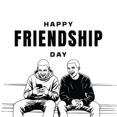 Happy Friendship Day Two Friends Sharing Laughter and Good Times on a Park Bench Best silhouette