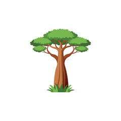 Obraz premium Baobab tree isolated flat vector illustration on white background