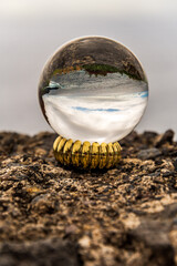 Naklejka premium Paisaje reflejado en una lensball, Isla de La Palma, Islas Canarias.