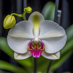 A white flower with a pink center