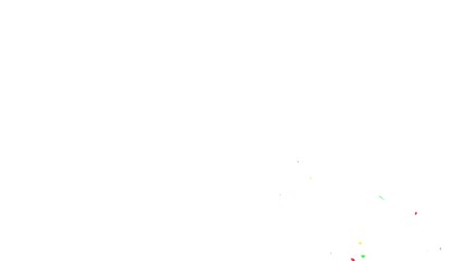 Colorful fireworks confetti explodes on white background, animation of the explosion and fall of confetti in 4k video. confetti bomb effect from the inside glitter background with gold slowly falling - Powered by Adobe