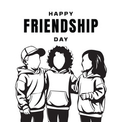 Happy Friendship Day Silhouette Joyful Unity Youthful Bonds and Silhouette Art for Celebrations and