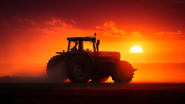 Attractor silhouette against a burning sunset sky