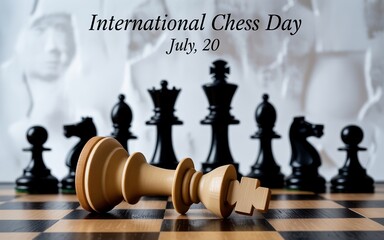 Artistic chess setup marking International Chess Day, July 20.