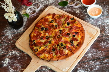 Beef Pizza. Beef Lover’s Pizza Loaded with Cheese, Spices, and Savory Flavors