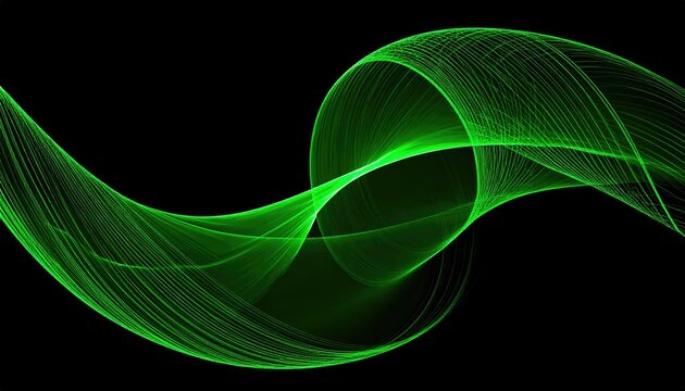 Abstract swirling green lines on a black background (1)