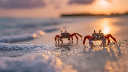 Beach crabs sunset photography beautiful crab wildlife beach ocean animal nature scenic landscape travel photo