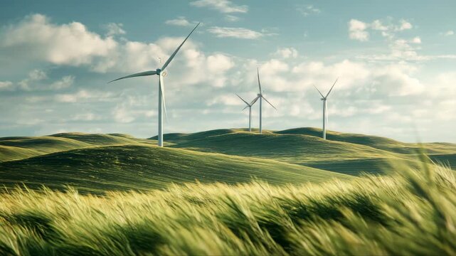 Offshore Windmill farm in the ocean Westermeerwind park , windmills isolated at sea on a beautiful bright day Netherlands Flevoland Noordoostpolder