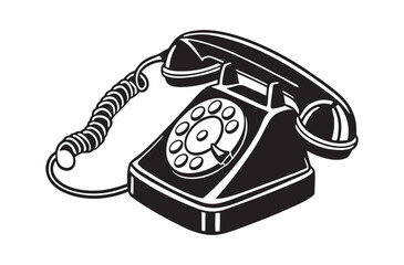 Black Rotary Phone Illustration Vintage Telephone Design