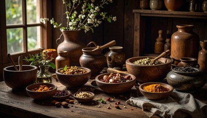 Ancient Apothecary: A Still Life of Herbs and Spices