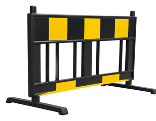 Minimalist Flat Vector Style Black and Yellow Road Barrier Icon, Transparent Background PNG
