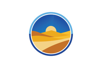 Fototapeta premium Two Vector Graphic Emblems Desert Landscape