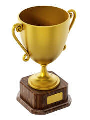 Golden cup on transparent background. 3D illustration