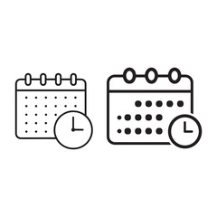 Calendar Icons Set for Time Management and Schedule Planning Applications and Designs Reminder and Events Notification