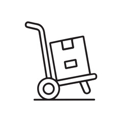 Simple Line Art Depiction of a Hand Truck Carrying a Box Ready for Delivery or Moving Day