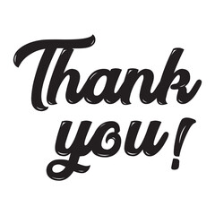 Thank You Hand Lettering Typography. Thanks greeting card design. Thank you card. Thank you card, text or lettering. Vector script and handwritten typography. Thank you vintage style word for note.