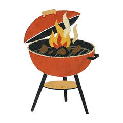 PNG Retro barbecue grill illustration.