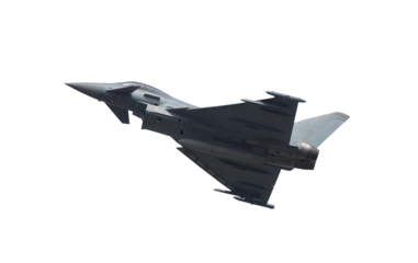 eurofighter typhoon jet fighter in flight on transparent background