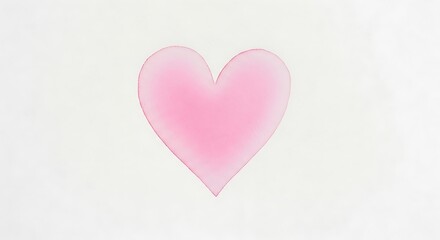 Fototapeta premium Soft Pink Watercolor Heart Shape on White Background: Minimalist Valentine's Day Design