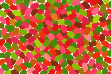 Jelly Beans Explosion: An eye-level perspective on a chaotic cluster of delicious, colorful jelly beans. An explosion of vibrant candies in this sweet abstract! 