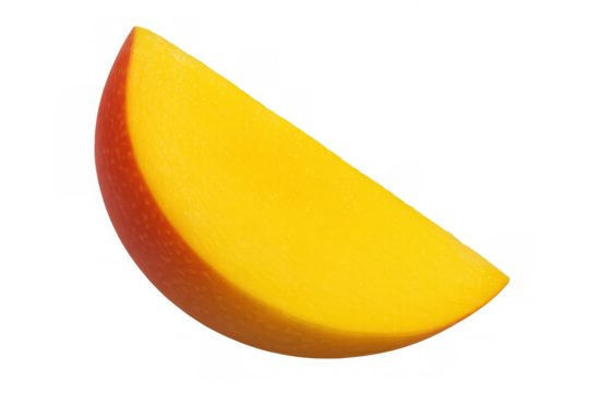 Fresh mango slice rotating, perfect for healthy eating and tropical fruit concepts, with transparent background for easy compositing