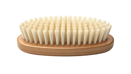 Wooden Hair Brush with Soft Bristles, Isolated on Transparent Background