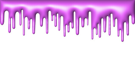 Liquid paint dripping down, 3D vector inflatable illustration.