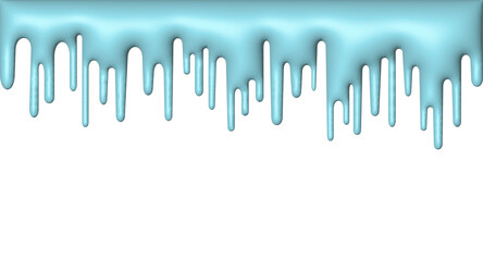 Liquid paint dripping down, 3D vector inflatable illustration.