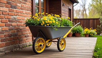 Garden cart filled with flowers