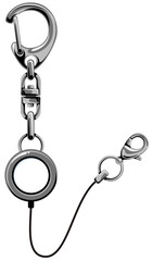 ナスカンのストラップ付きリールホルダーのベクターイラスト素材／リールが伸びた状態(Vector Illustration of Reel Holder with Lobster Clasp Strap – Extended Reel Type)