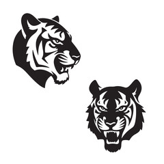 Tiger Head Silhouette Icon Bundle