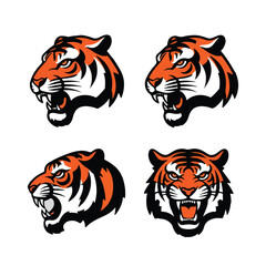 Tiger Head Silhouette Icon Bundle
